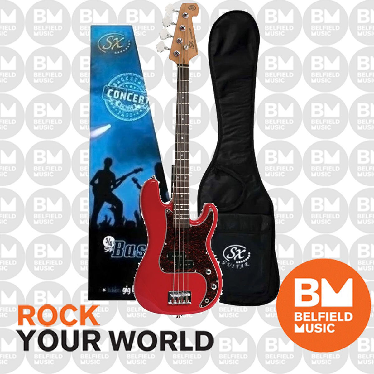 Essex SX VEP34 3/4 Short Scale Bass Guitar with Gig Bag and Laney LX15B Amplifier — view 2
