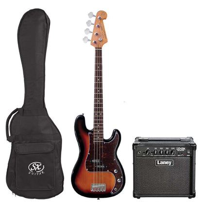 SX 3/4 Size PJ Bass Guitar with Laney LX15B 15W Amp Pack, Gig Bag & Online Lessons — view 4