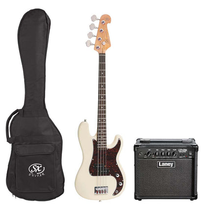 SX 3/4 Size PJ Bass Guitar with Laney LX15B 15W Amp Pack, Gig Bag & Online Lessons — view 5
