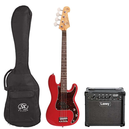 SX 3/4 Size PJ Bass Guitar with Laney LX15B 15W Amp Pack, Gig Bag & Online Lessons — view 2