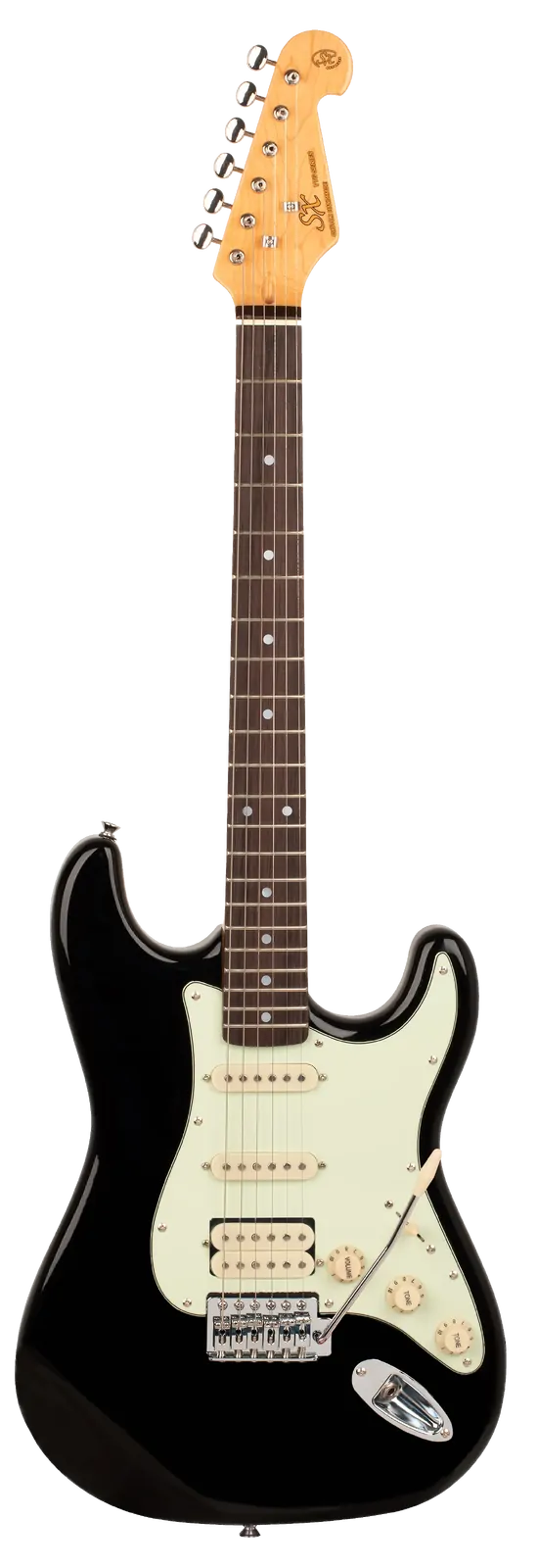 SX VES62HB Electric Guitar with HSS Configuration in Black
