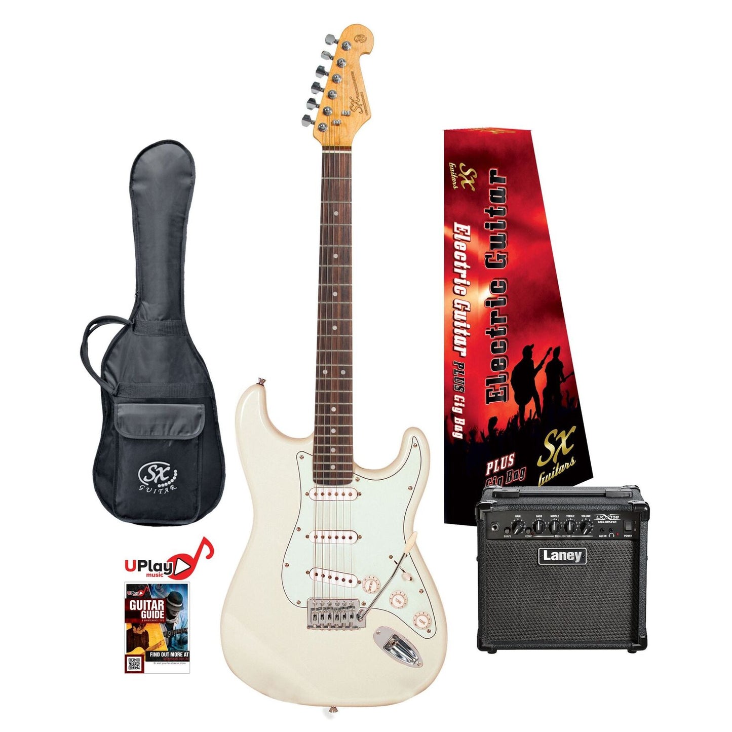 SX Vintage-Style Electric Guitar and Laney LX15 Amp Pack with Gig Bag and Online Lessons — view 6