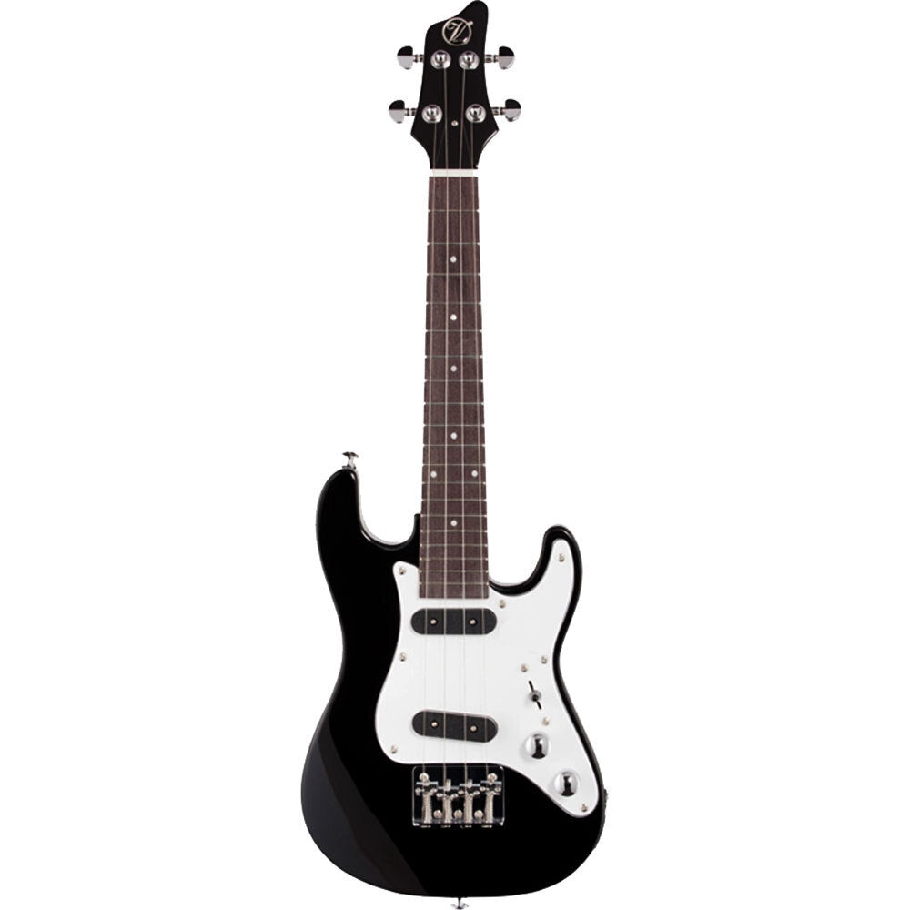 Vorson ST Style Solid Body Electric Ukulele - Black, Tenor Scale, Neck & Bridge Pickups, Volume & Tone Controls, Includes Carry Bag