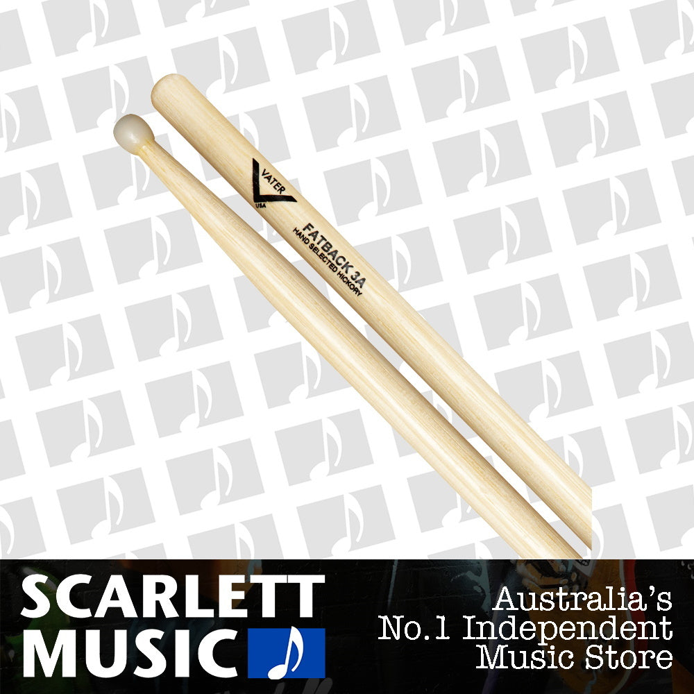 Vater Fatback 3A Nylon Tip Hickory Drumsticks — view 2