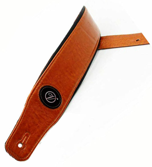 Vorson Padded Tan and Black Leather Guitar Strap