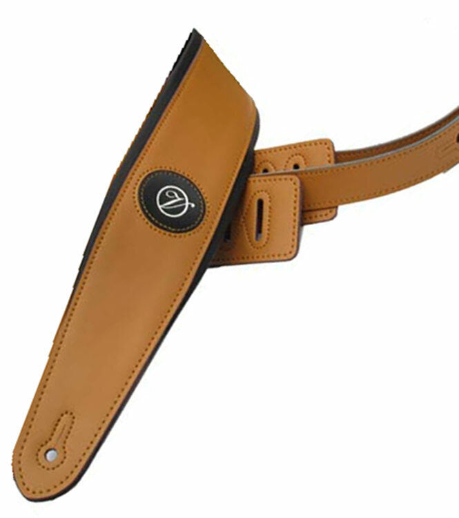 Vorson Padded Light Brown and Black Leather Guitar Strap