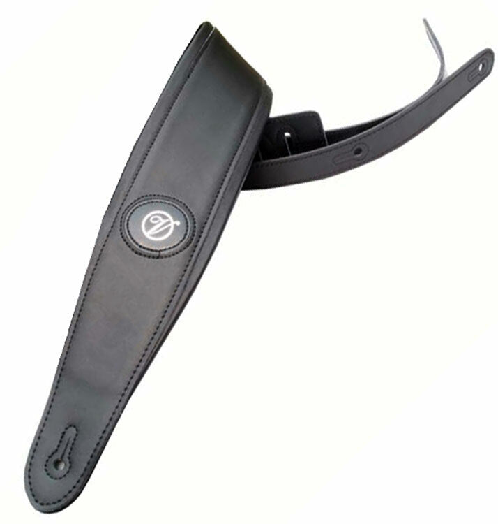 Vorson Padded Black Leather Plain Colour Guitar Strap
