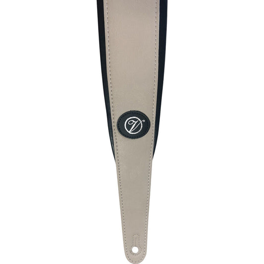 Vorson White Suede Guitar Strap with Black Leather Backing, Printed/Patterned