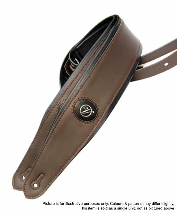 Vorson Dark Brown & Black Leather Padded Guitar Strap