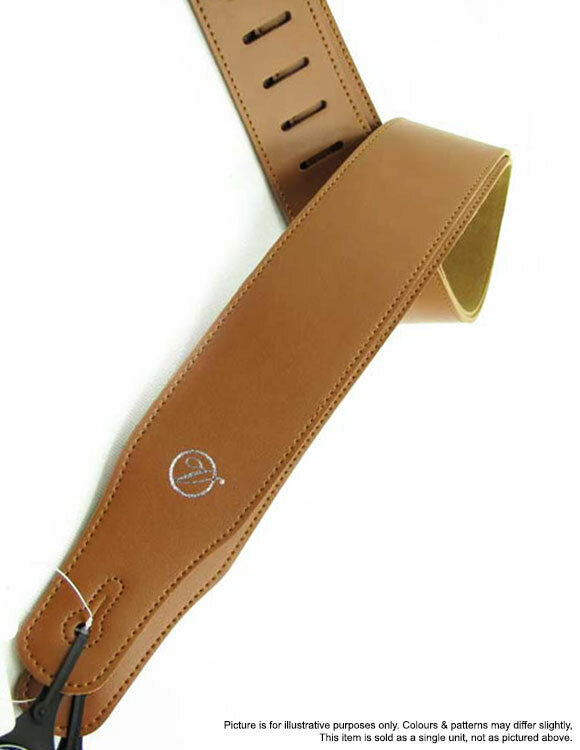 Vorson Plain Colour Light Brown Leather Guitar Strap