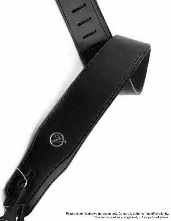 Vorson Plain Colour Black Leather Guitar Strap