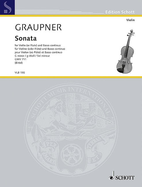 Graupner - Sonata G Minor Gwv 711 For Violin Flute/Bc (Schott Music)