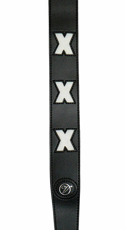 Vorson Black Leather Guitar Strap with X-Design Cutouts, Printed/Patterned