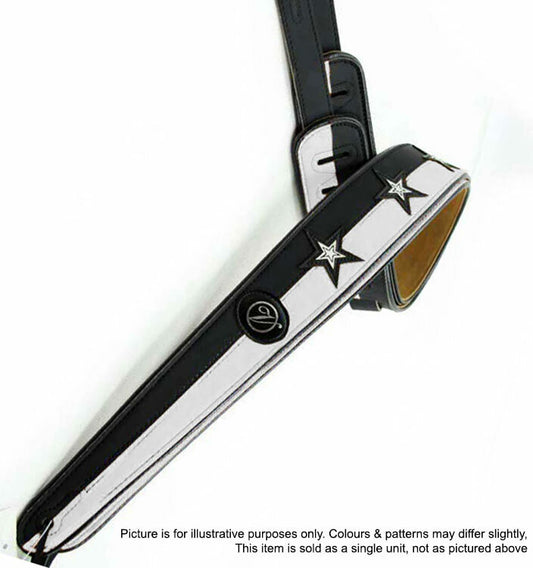 Vorson Black & White Leather Guitar Strap with Stars