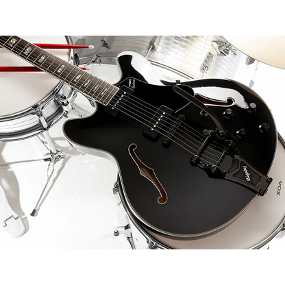 VOX Bobcat V90 Bigsby Black Semi-Hollow Body Guitar — view 5