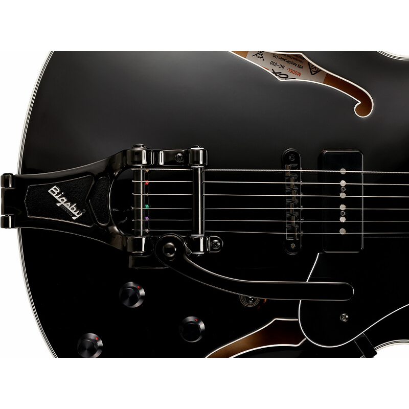 VOX Bobcat V90 Bigsby Black Semi-Hollow Body Guitar — view 3