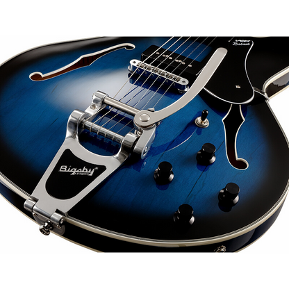 VOX Bobcat V90 Bigsby Blue Semi-Hollow Body Guitar — view 4