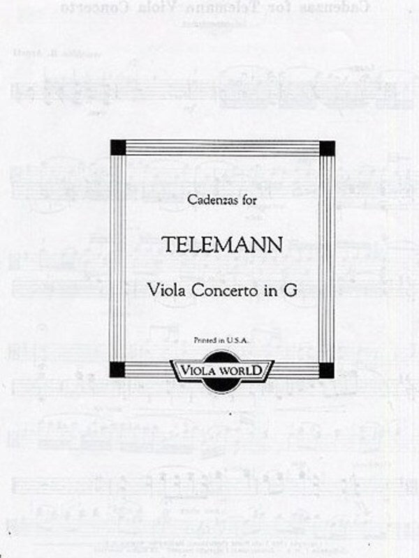 Cadenzas For Telemann Viola Concerto In G (Softcover Book)