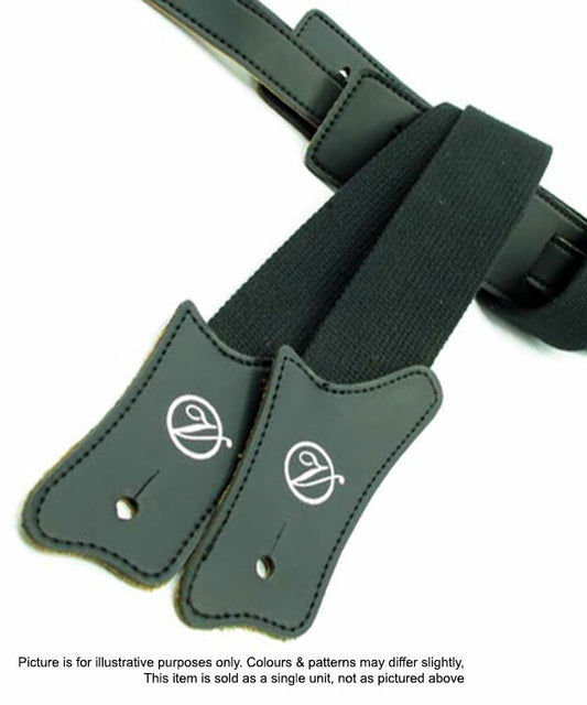 Vorson Black Fabric Guitar Strap with Black Leather Ends