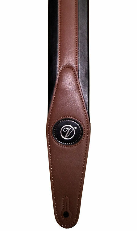Vorson Padded Leather Guitar Strap in Black & Brown