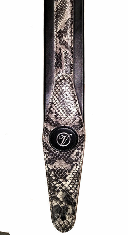 Vorson Padded Leather Guitar Strap with Black & Snake Skin Pattern