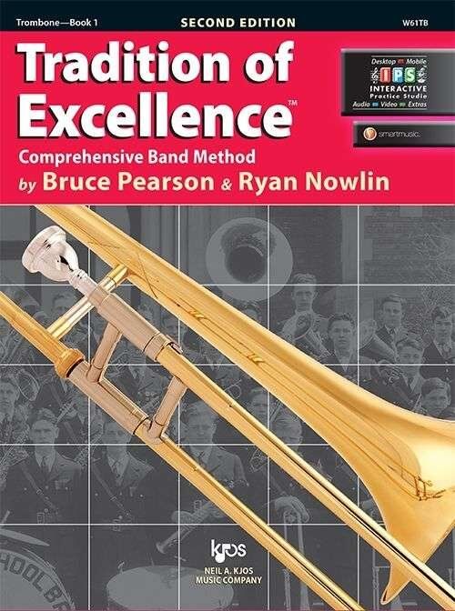 Tradition of Excellence Book 1 for Trombone by Bruce Pearson and Ryan Nowlin, 48 pages, Neil A. Kjos Music Company
