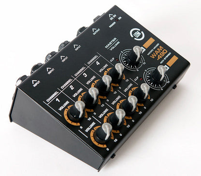 Leem 4-Channel Analog Micro Stereo Mixer with Dual Volume Controls, 9V Battery Powered — view 3
