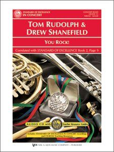 You Rock! - Band Ensemble by Tom Rudolph & Drew Shanefield, 1 Page, Traditional Blues Progression, Percussion Opportunities