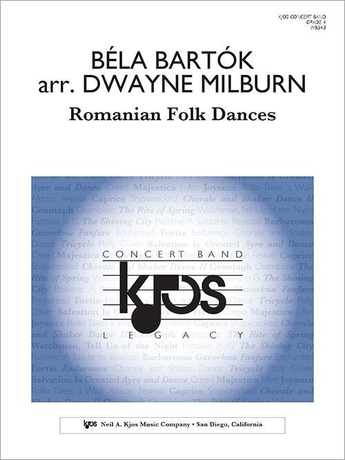 Romanian Folk Dances for Wind Band by Béla Bartók - Score and Parts, 115 Pages, Published by Neil A. Kjos Music Company