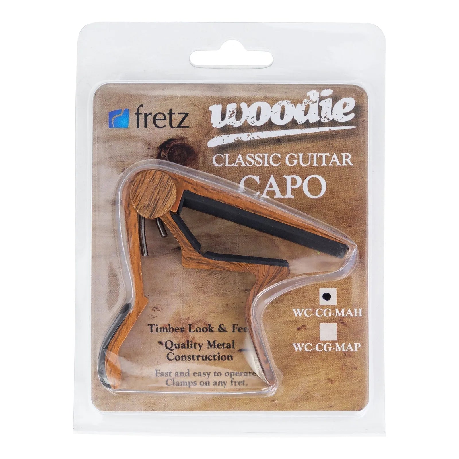 Fretz Woodie Trigger-Style Capo for Classical Guitars - Mahogany — view 3