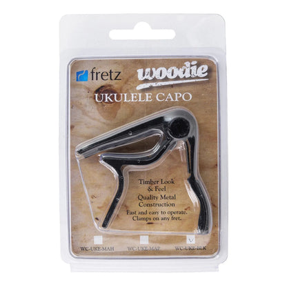 Fretz Woodie Trigger-Style Ukulele Capo - Black — view 3