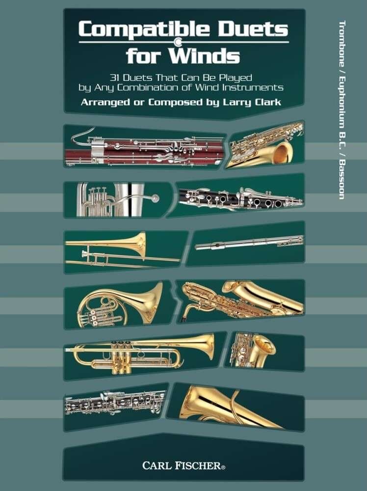 Compatible Duets for Winds - Brass & Woodwind Collection for Baritone, Bassoon, Euphonium, Trombone, 31 Duets, Grade 2-3, 48 Pages