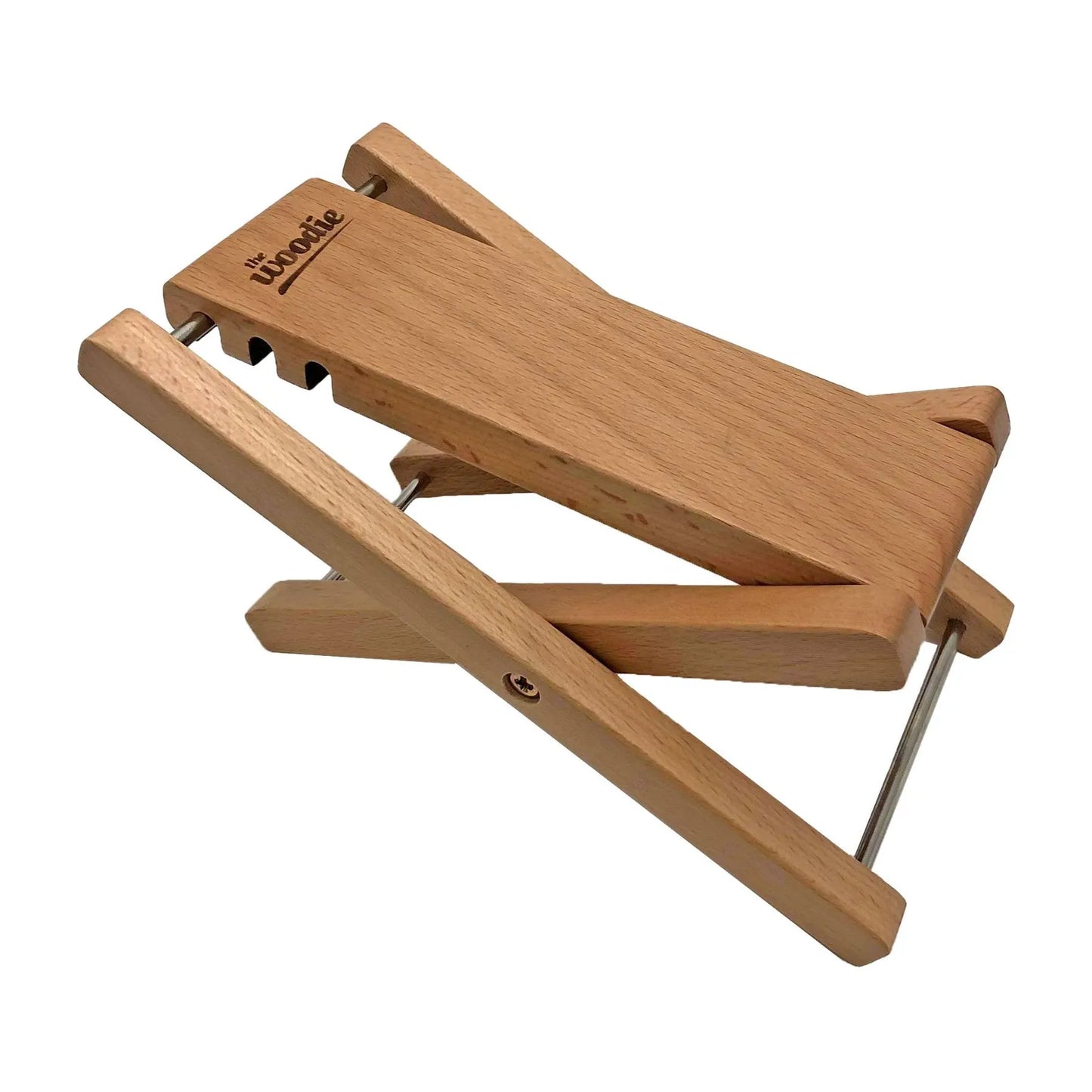 Fretz Woodie Adjustable Guitar Footstool - Natural, Solid Timber, Collapsible Design