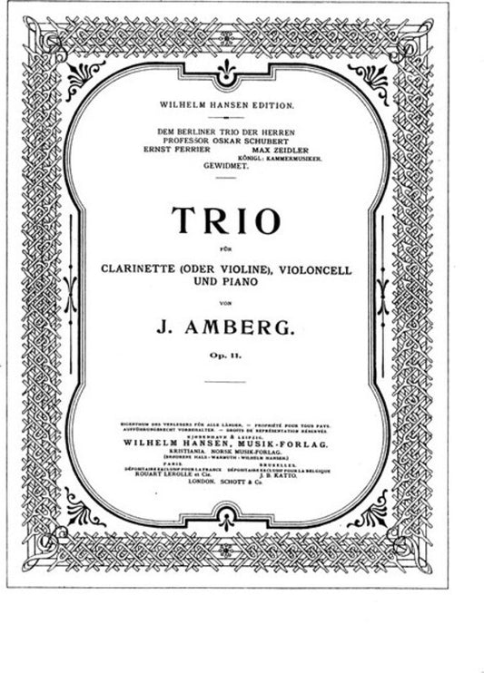 Amberg - Trio Op 11 Clarinet/Cello/Piano Score/Parts
