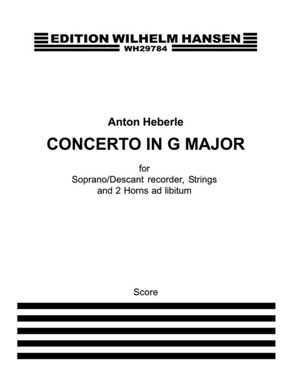 Herberle Concerto G Major Score Recorder