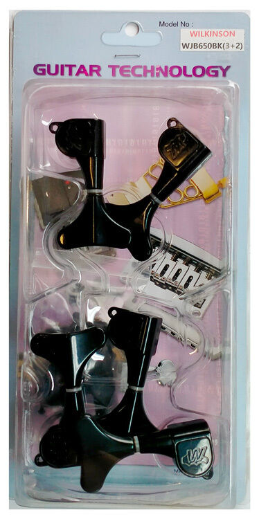 Wilkinson Electric Bass Guitar Tuning Machines Black Finish 2+3 Configuration Sealed Housing 5 Pcs — view 4