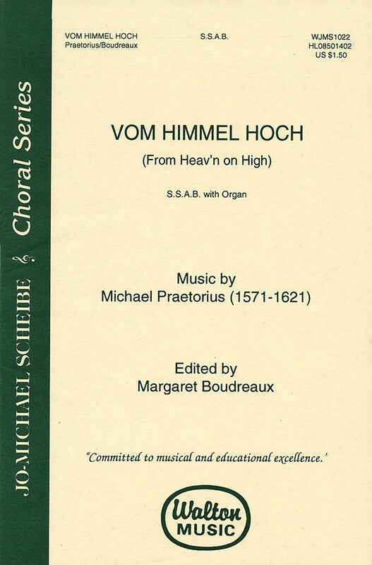 Von Himmel Hoch Ed Boudreaux SSAB W/Organ (Octavo)