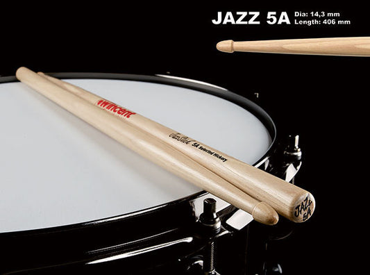 Wincent USA Hickory Standard Wood Tip Jazz 5A Drum Sticks