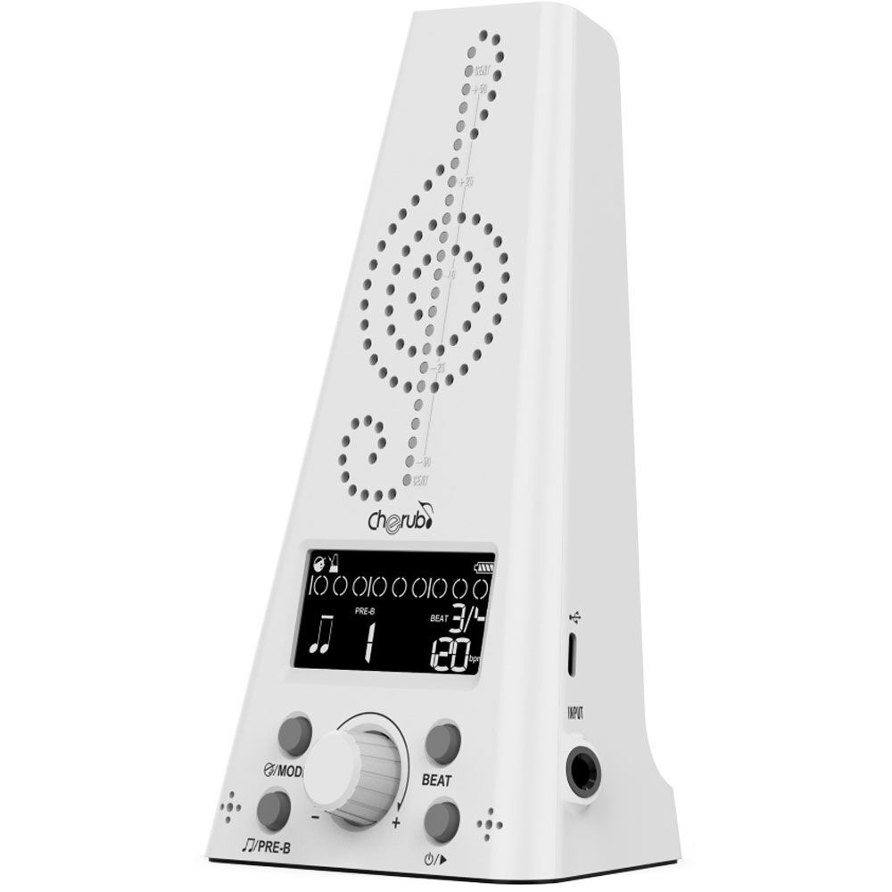 Cherub WMT-230 Rechargeable Digital Metronome & Chromatic Tuner in White — view 2