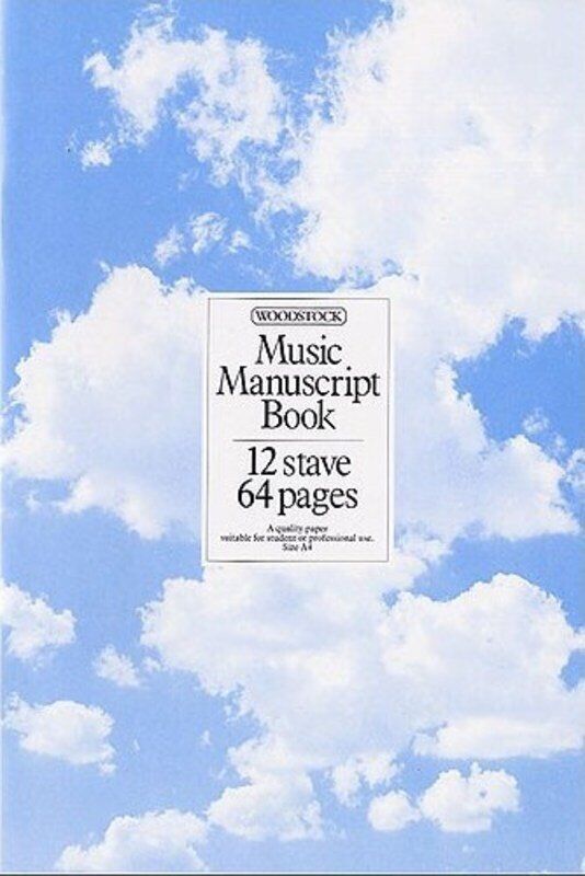 Woodstock A4 Stitched Music Manuscript Book, 12 Stave, 64 Pages