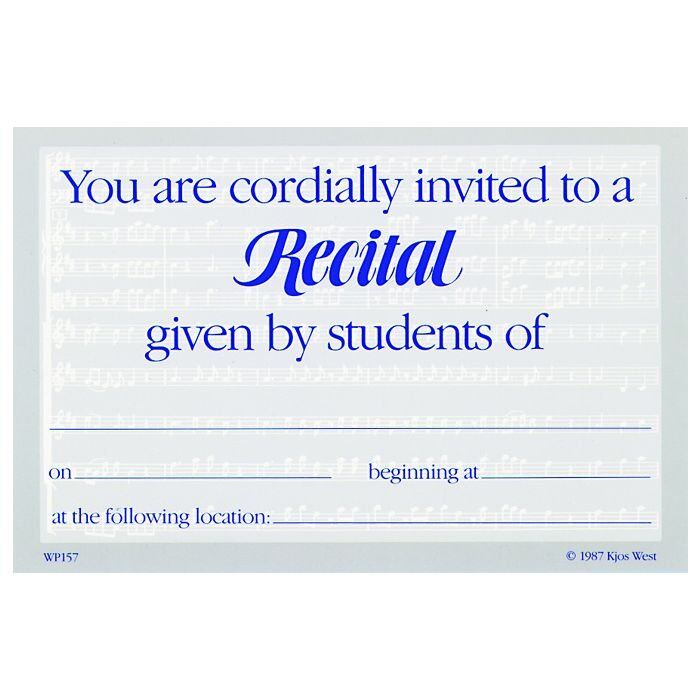Recital Invitation Postcards - 25 Pack by Neil A. Kjos Music Company