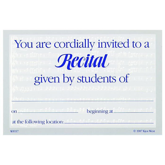 Recital Invitation Postcards - 25 Pack by Neil A. Kjos Music Company