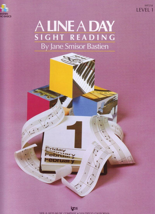 A Line a Day Sight Reading Level 1 by Jane Bastien - 32 Pages, Piano, Neil A. Kjos Music Company