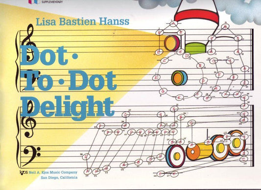 Dot to Dot Delight - Creative Book for Piano Students by Lisa Bastien Hanss, 16 Pages, Note Identification and Coloring Activities