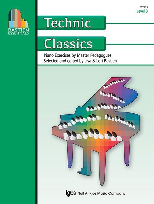 Bastien Essentials Technic Classics Level 3 by Lisa Bastien and Lori Bastien, 32 pages, 42 exercises for piano skill development.