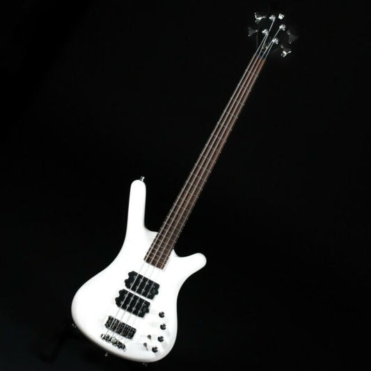 RockBass Corvette $$ 4-String, Solid White High Polish, Passive, Ash body, 3-piece laminated Maple neck with Ekanga veneer stripes, Wenge fingerboard