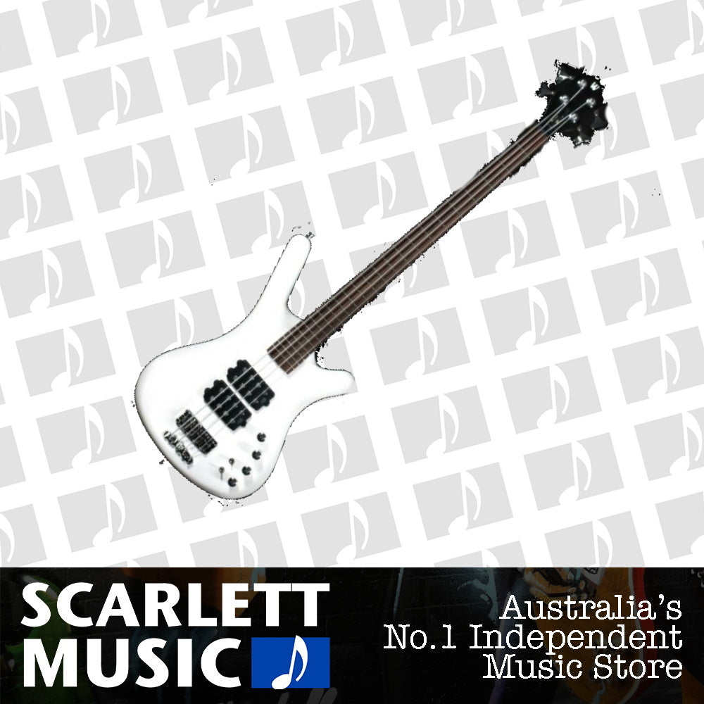 RockBass Corvette $$ 4-String, Solid White High Polish, Passive, Ash body, 3-piece laminated Maple neck with Ekanga veneer stripes, Wenge fingerboard — view 2