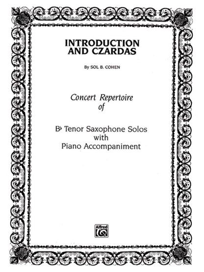 Introduction And Czardas Tenor Sax/Piano