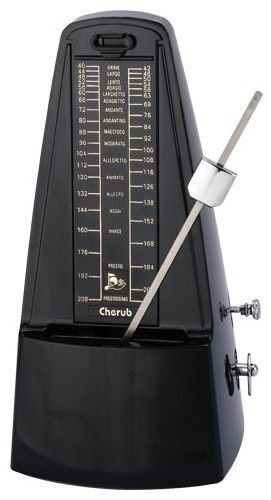 Metronome Black Plastic Pyramid Style Cherub 40-208 BPM & Bell for Time