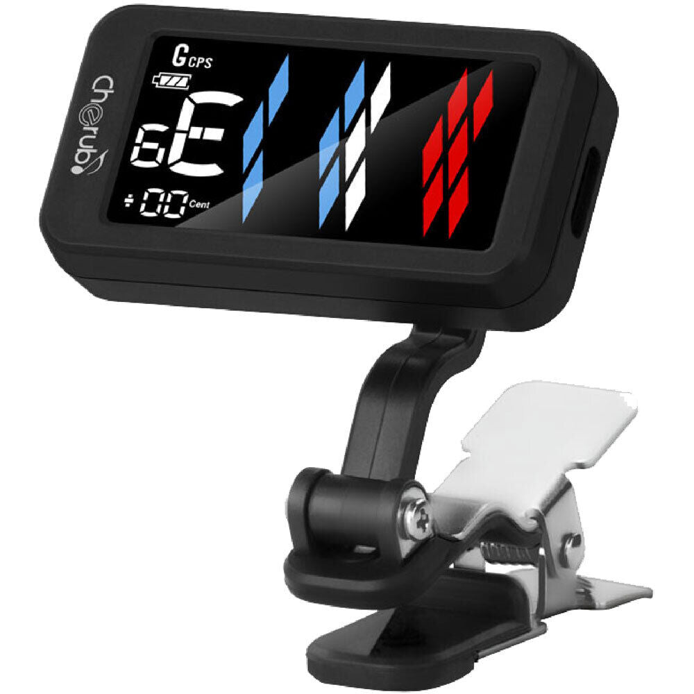 Cherub Flow Tune Clip-on Rechargeable Tuner with 5 Modes, ±1 Cent Accuracy, Rechargeable Li-ion Battery, Stainless Steel Clamp — view 2